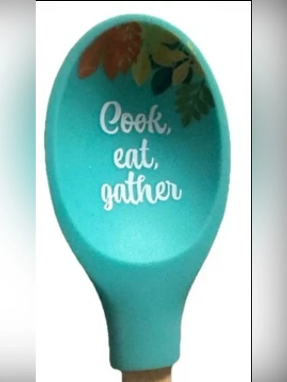 Krumbs Kitchen Farmhouse Holiday Silicone Cooking Spoon w/ Wooden Handle Gather